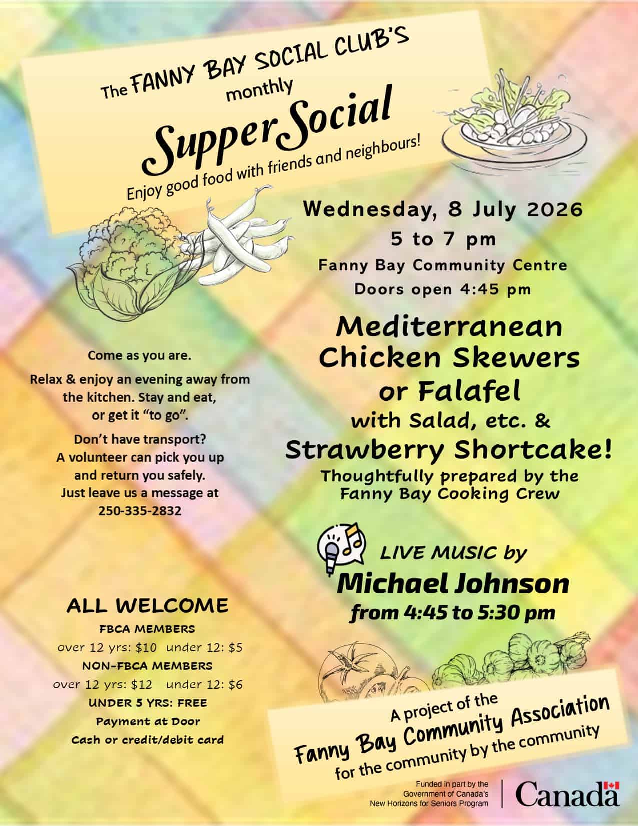 Fanny Bay Community Association supper social with Mediterranean chicken skewers.
